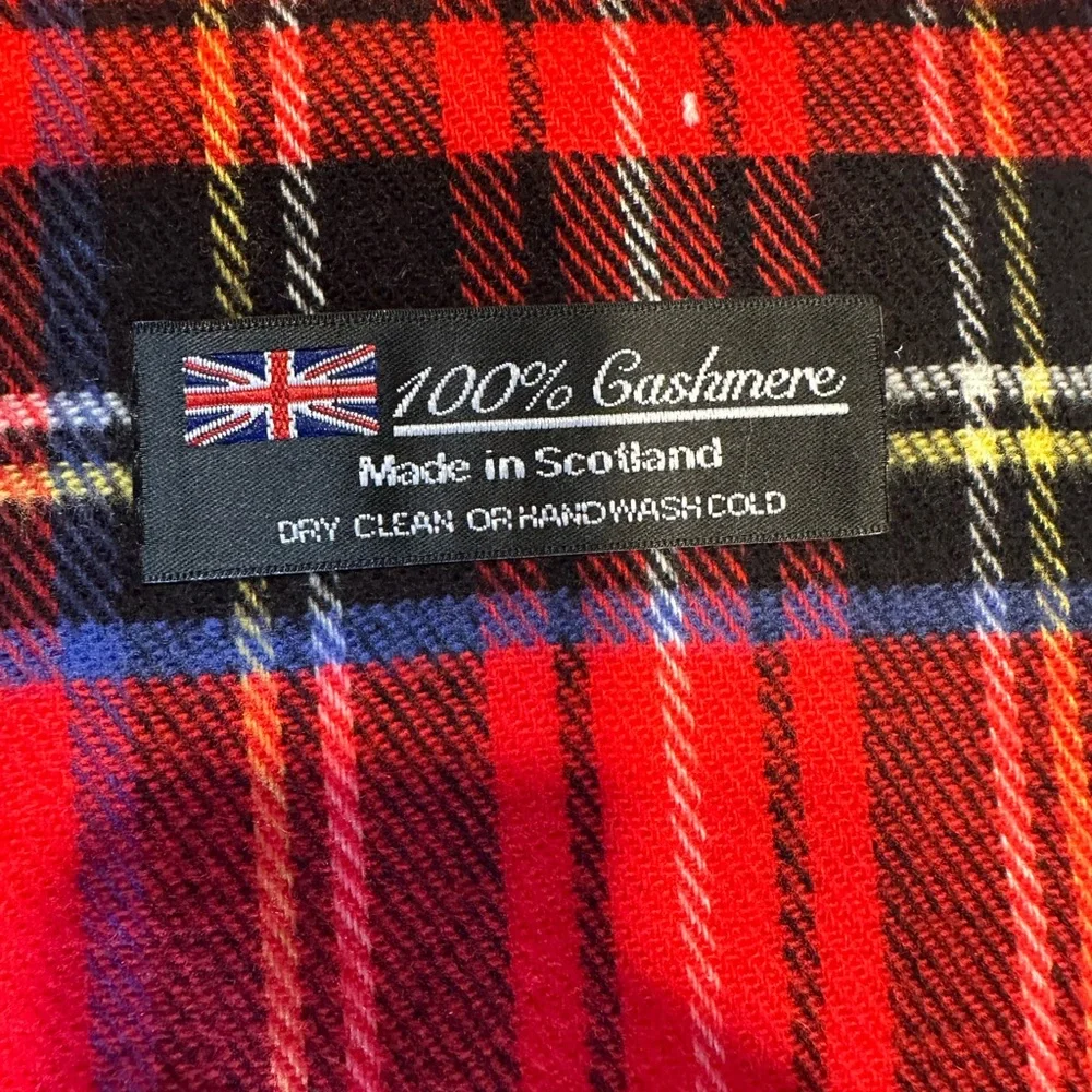 Michigan State University Embroidered 100% Cashmere Tartan Red & Black Scarf